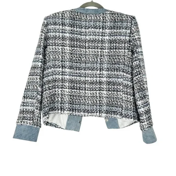 Alice + Olivia Avis Combo Patch Pocket Jacket in Blue Eyes Multi - Picture 3 of 11